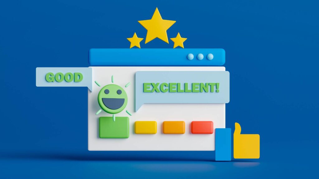 Page web d'avis positif en 3d