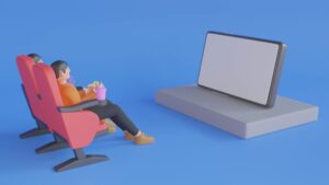 Image en 3D d'un homme devant son écran